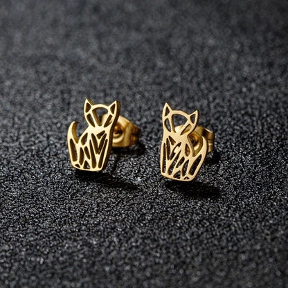 1 Pair Cute Minimalist Animal Notes Polishing 304 Stainless Steel 18K Gold Plated Ear Studs