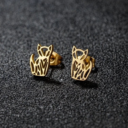 1 Pair Cute Minimalist Animal Notes Polishing 304 Stainless Steel 18K Gold Plated Ear Studs