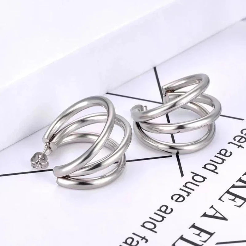 1 Pair Fashion C Shape Plating 201 Stainless Steel 18K Gold Plated Ear Studs