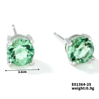 1 Pair Minimalist Geometric Plating Inlay Copper Glass K Gold Plated Rhodium Plated Ear Studs