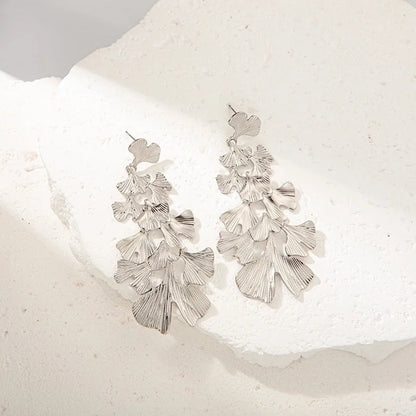 1 Pair Minimalist Classic Style Leaves Plant Ginkgo Leaf Plating 304 Stainless Steel 14K Gold Plated Drop Earrings