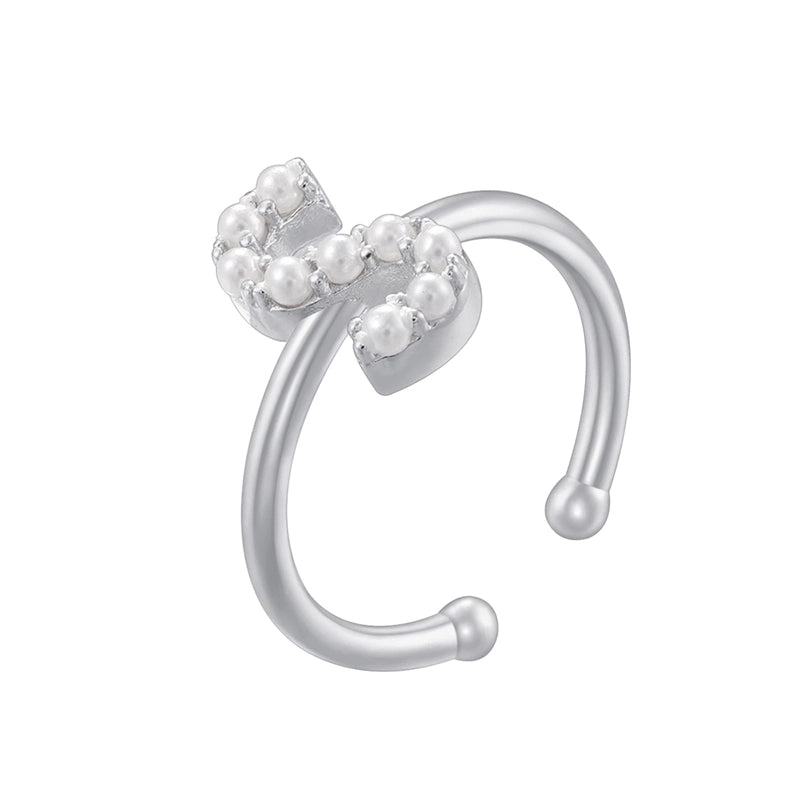 Copper 18K Gold Plated Plating Inlay Letter Artificial Pearls Open Rings