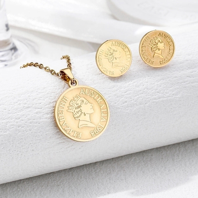 Vintage Style Geometric 304 Stainless Steel 18K Gold Plated Plating Earrings Necklace