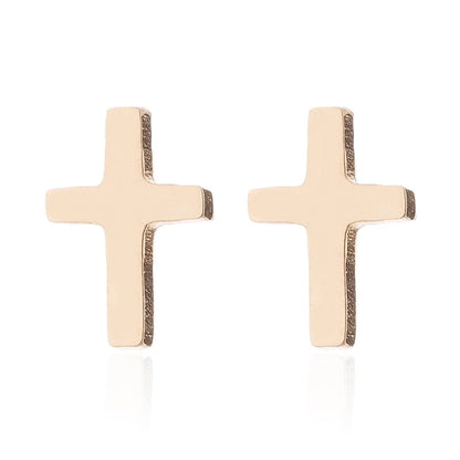 1 Pair Minimalist Cross Plating 304 Stainless Steel 18K Gold Plated Ear Studs