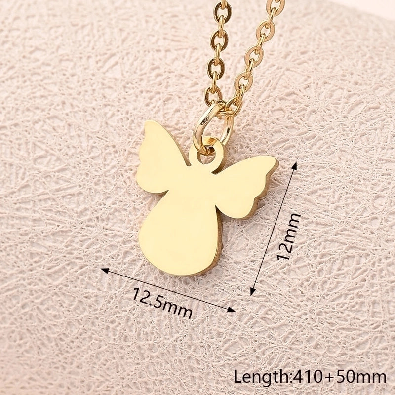 Casual Modern Style Minimalist Angel Ghost Skull 304 Stainless Steel Gold Plated Polishing Plating Pendant Necklace