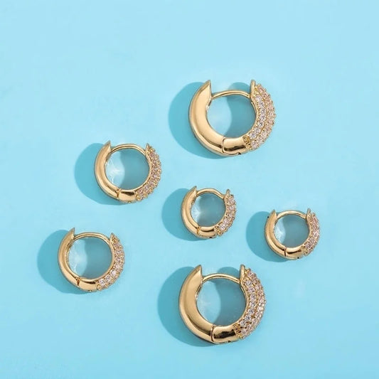 1 Pair Minimalist Shiny Round Inlay Copper Zircon Earrings