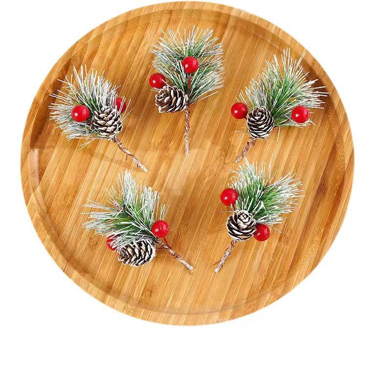5 Pieces Pine Needle Mini Christmas Tree Accessories Gift Box Decoration Real Flowers Christmas Decoration Snow Powder Snowflake Pine Needle