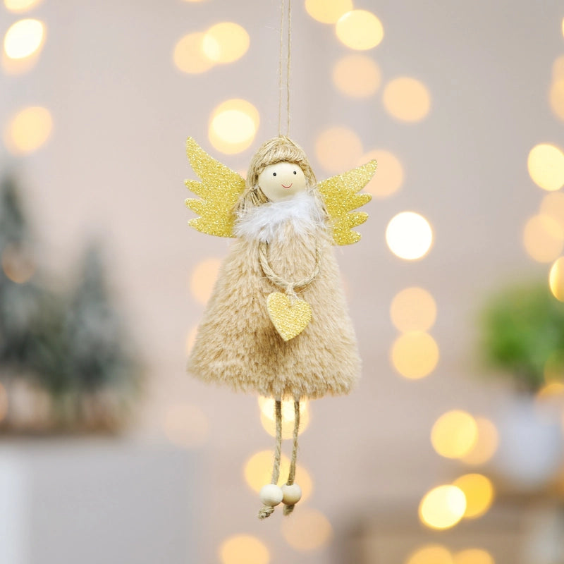 Christmas Cute Angel Heart Shape Plush Party Hanging Ornaments