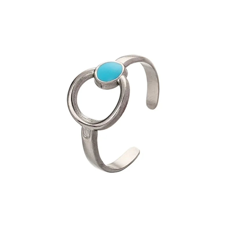 Ethnic Style Sun Star 304 Stainless Steel Artificial Gemstones Rhinestones Enamel Inlay Open Rings