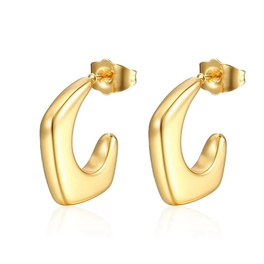 1 Pair Fashion C Shape Plating 201 Stainless Steel 18K Gold Plated Ear Studs