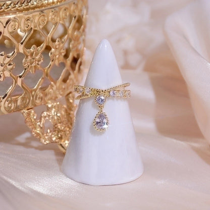 Minimalist Butterfly Copper Butterfly Inlay Zircon Open Ring