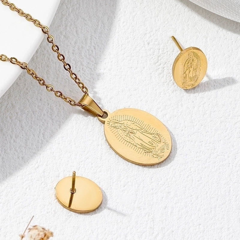 Vintage Style Geometric 304 Stainless Steel 18K Gold Plated Plating Earrings Necklace