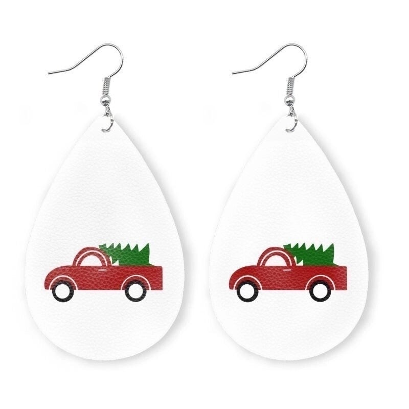 1 Pair Minimalist Classic Style Streetwear Christmas Tree Water Droplets Snowflake Pu Leather Drop Earrings