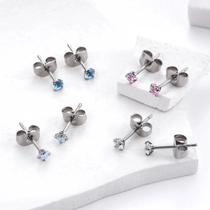 1 Pair Ear Cartilage Rings & Studs Minimalist Round 316L Stainless Steel Inlaid Zircon
