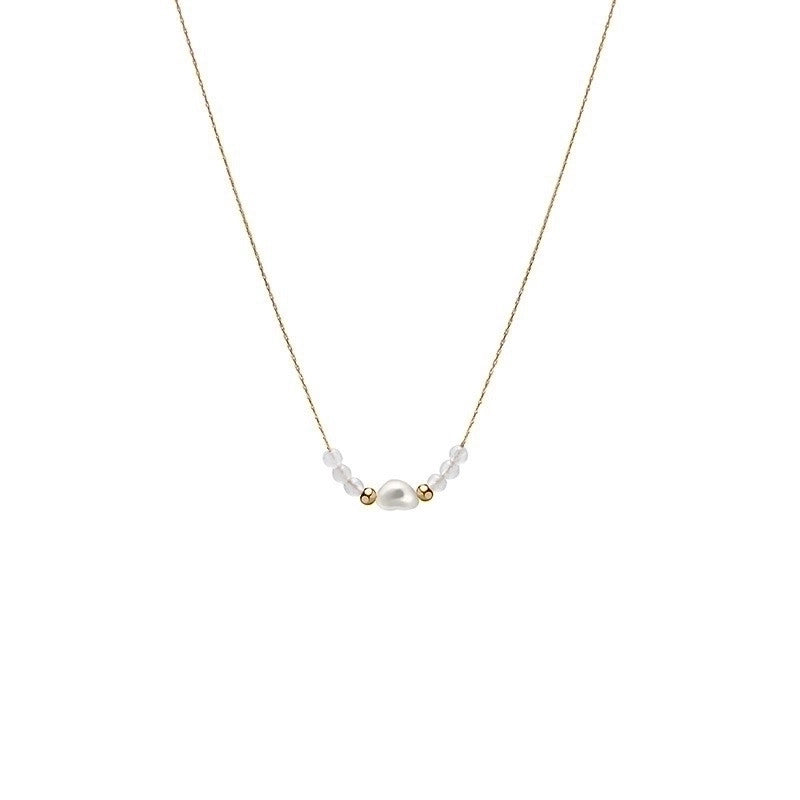 IG Style Round Oval Heart Shape 304 Stainless Steel Imitation Pearl Shell 18K Gold Plated Plating Inlay Pendant Necklace