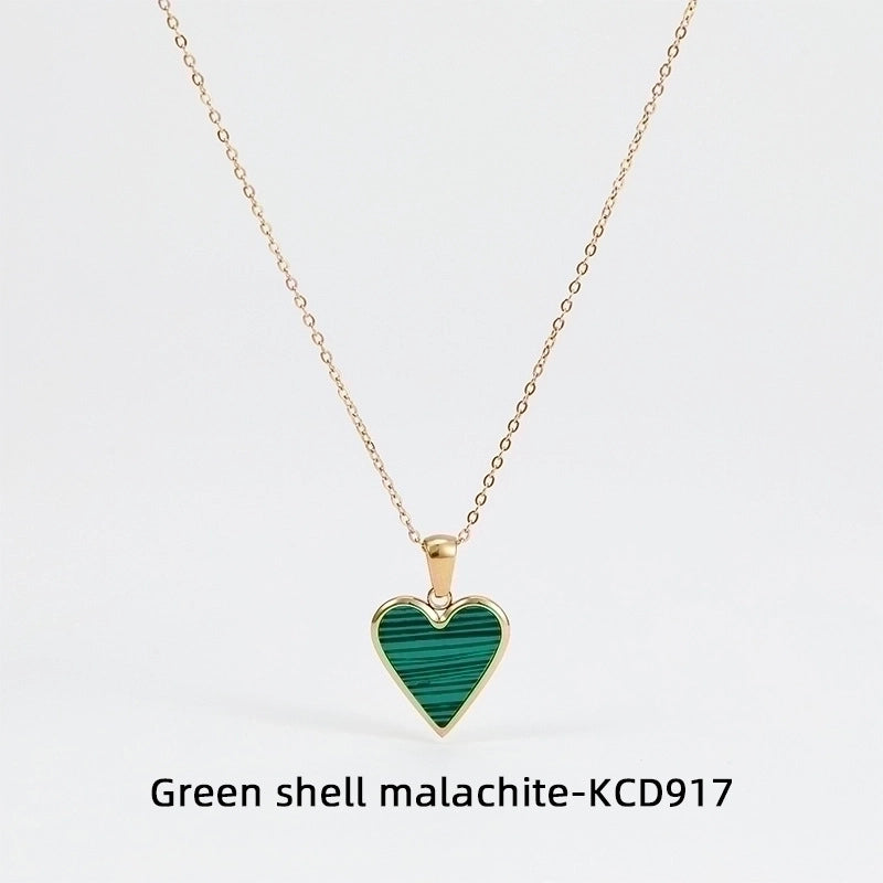 3 Pieces Fashion Heart Shape 304 Stainless Steel Shell 16K Gold Plated White Gold Plated Gold Plated Inlay Earrings Necklace