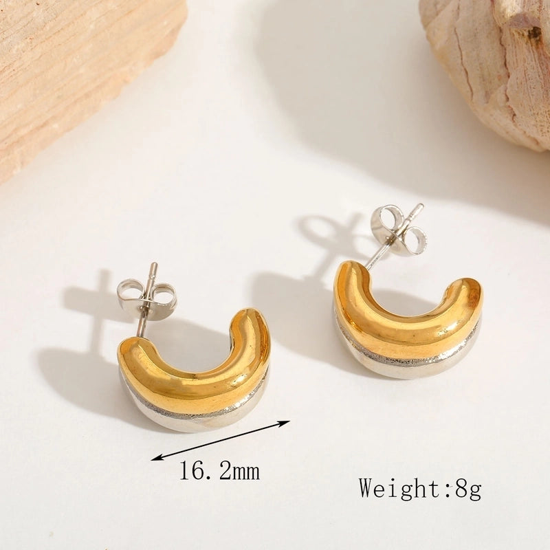 1 Pair Casual Basic Minimalist Irregular Round Heart Shape Mixed Metal 304 Stainless Steel 18K Gold Plated Ear Studs
