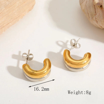1 Pair Casual Basic Minimalist Irregular Round Heart Shape Mixed Metal 304 Stainless Steel 18K Gold Plated Ear Studs