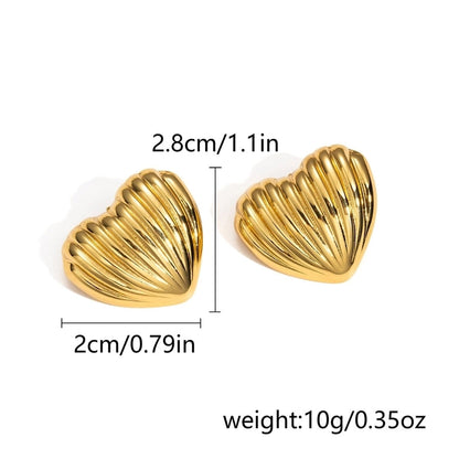 1 Pair Classic Style Geometric Oval Heart Shape Plating 304 Stainless Steel Ear Studs