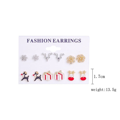 Fashion Christmas Tree Santa Claus Snowflake Alloy Inlay Rhinestones Women's Ear Studs