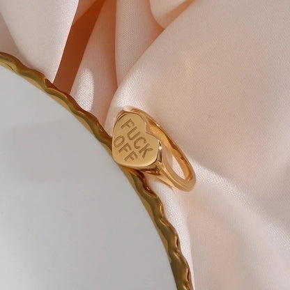 Fashion Letter 304 Stainless Steel No Inlaid 18K Gold Plated Rings