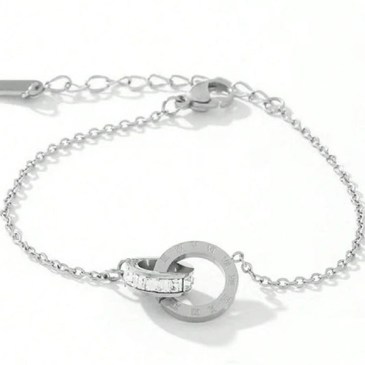 2 Pieces Vintage Style Minimalist Roman Style Roman Numeral 304 Stainless Steel Artificial Rhinestones 18K Gold Plated Jewelry Set