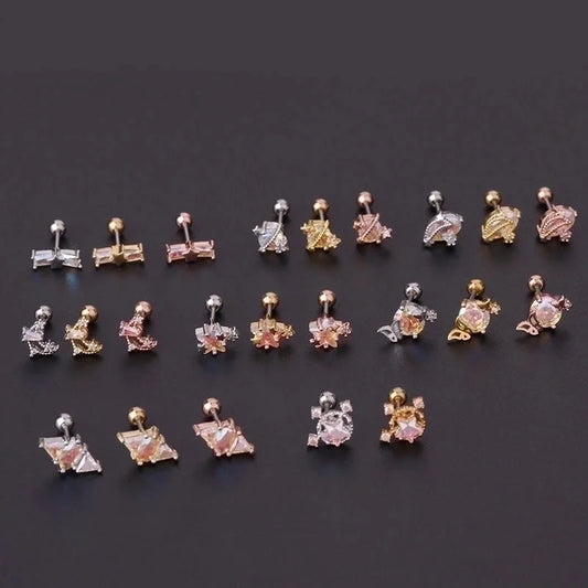 Ear Cartilage Rings & Studs Geometric 316L Stainless Steel Copper Plating