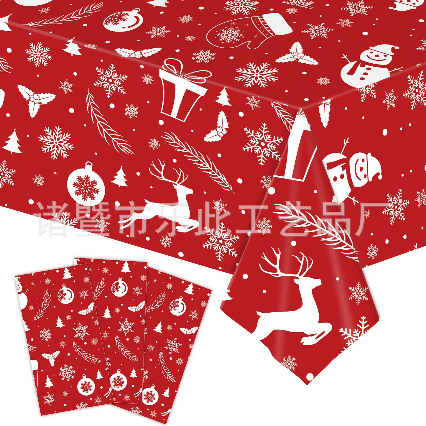 3 Pieces Christmas Tablecloth Holiday Party Tablecloth Christmas Tree Tablecloth Red And Green Christmas Theme Tablecloth Table Cover