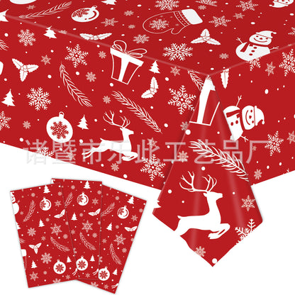3 Pieces Christmas Tablecloth Holiday Party Tablecloth Christmas Tree Tablecloth Red And Green Christmas Theme Tablecloth Table Cover