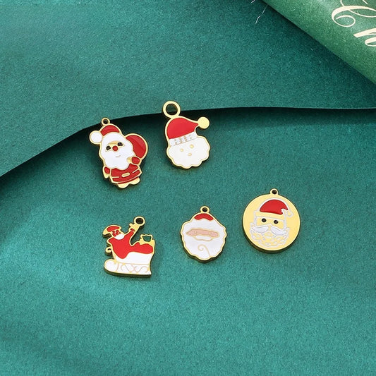 Cartoon Christmas Series Diy Oil Drop Accessories Pendant Christmas Tree Santa Claus Snowman Bracelet Necklace
