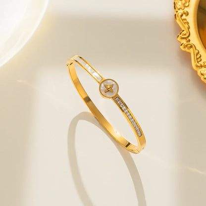 Minimalist Letter Titanium Steel 18K Gold Plated Bangles