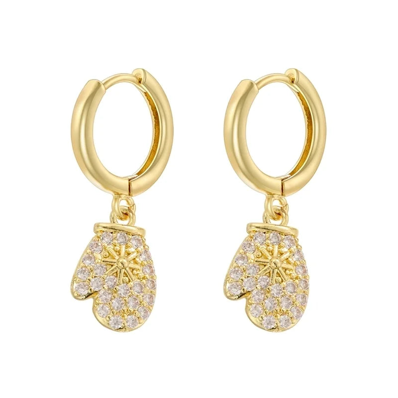 1 Pair Christmas Elegant Romantic Christmas Hat Christmas Tree Santa Claus Inlay Copper Zircon 18K Gold Plated Drop Earrings