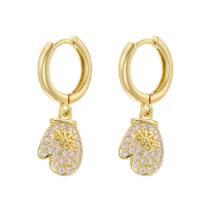 1 Pair Christmas Elegant Romantic Christmas Hat Christmas Tree Santa Claus Inlay Copper Zircon 18K Gold Plated Drop Earrings