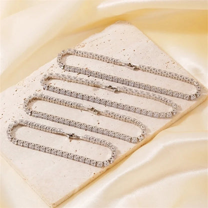 Copper Minimalist Shiny Inlay Geometric Zircon Bracelets Tennis Bracelet