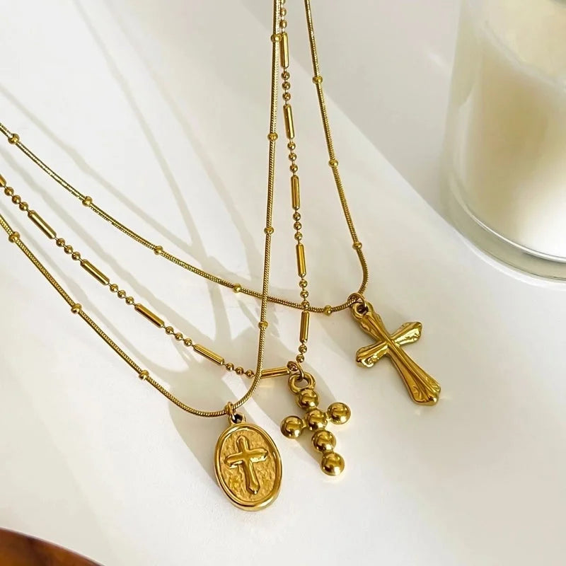 Minimalist Cross 316L Stainless Steel Plating Pendant Necklace