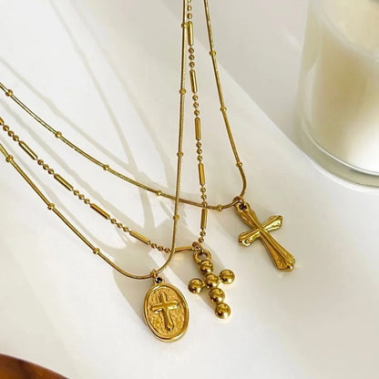 Minimalist Cross 316L Stainless Steel Plating Pendant Necklace