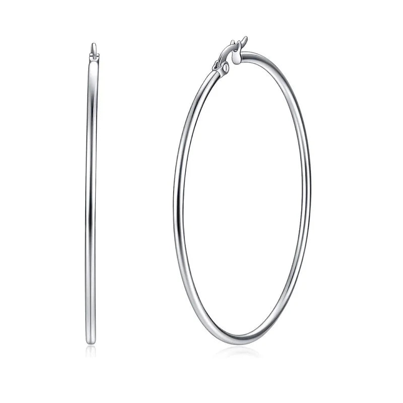1 Pair Exaggerated Modern Style Solid Color Stainless Steel Hoop Earrings