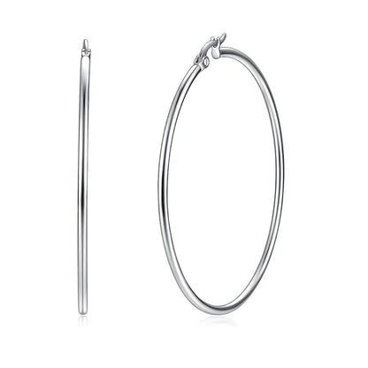 1 Pair Exaggerated Modern Style Solid Color Stainless Steel Hoop Earrings