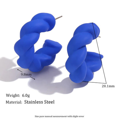 Fashion Twisted Geometric Stainless Steel 18K Gold Plated Stud Earrings