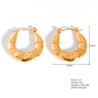 1 Pair Casual Modern Style Classic Style U Shape Geometric 304 Stainless Steel Titanium Steel 18K Gold Plated Earrings