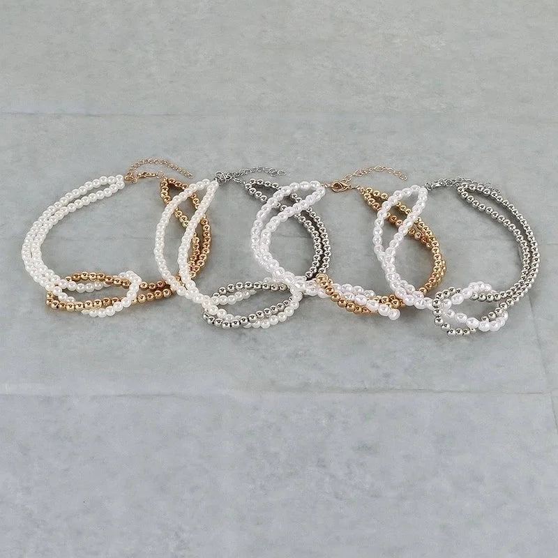 Elegant Sweet Classic Style Round Oval Imitation Pearl Alloy Plastic Choker