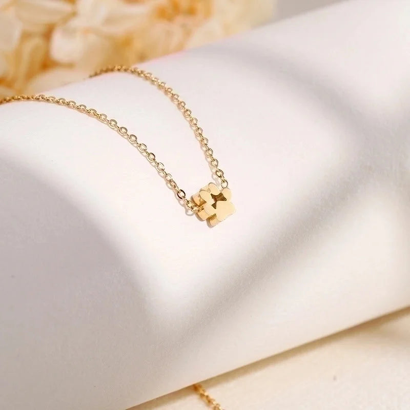 Minimalist Korean Style Animal Paw Print Titanium Steel 18K Gold Plated Plating Bracelets Earrings Necklace