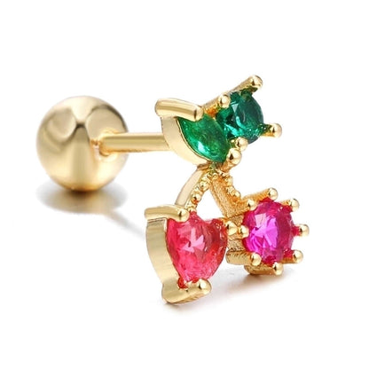 Ear Cartilage Rings & Studs Fashion Fruit Brass Artificial Gemstones
