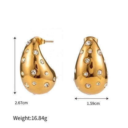 1 Pair IG Style Basic Streetwear Solid Color Plating Inlay 304 Stainless Steel Artificial Pearls Zircon 18K Gold Plated Stainless Steel Earrings