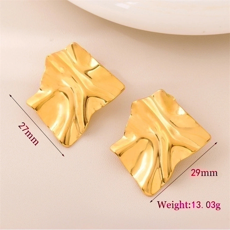 1 Pair Retro Minimalist Irregular Square Plating Stainless Steel 18k Gold Plated Ear Studs