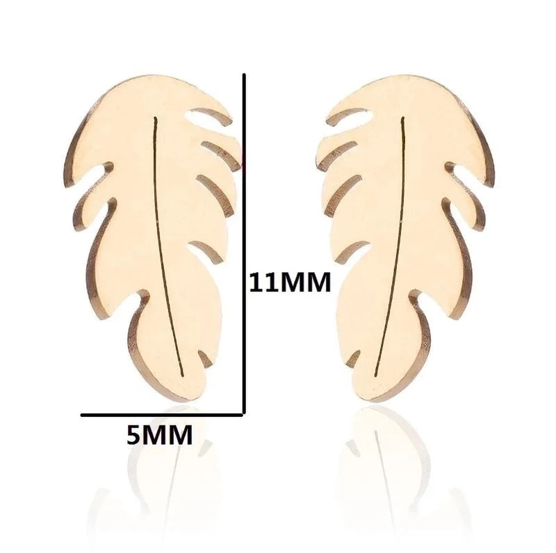 1 Pair Minimalist Feather Plating 201 Stainless Steel 18K Gold Plated Ear Studs