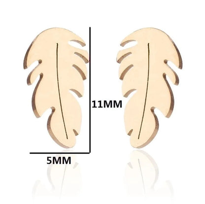 1 Pair Minimalist Feather Plating 201 Stainless Steel 18K Gold Plated Ear Studs