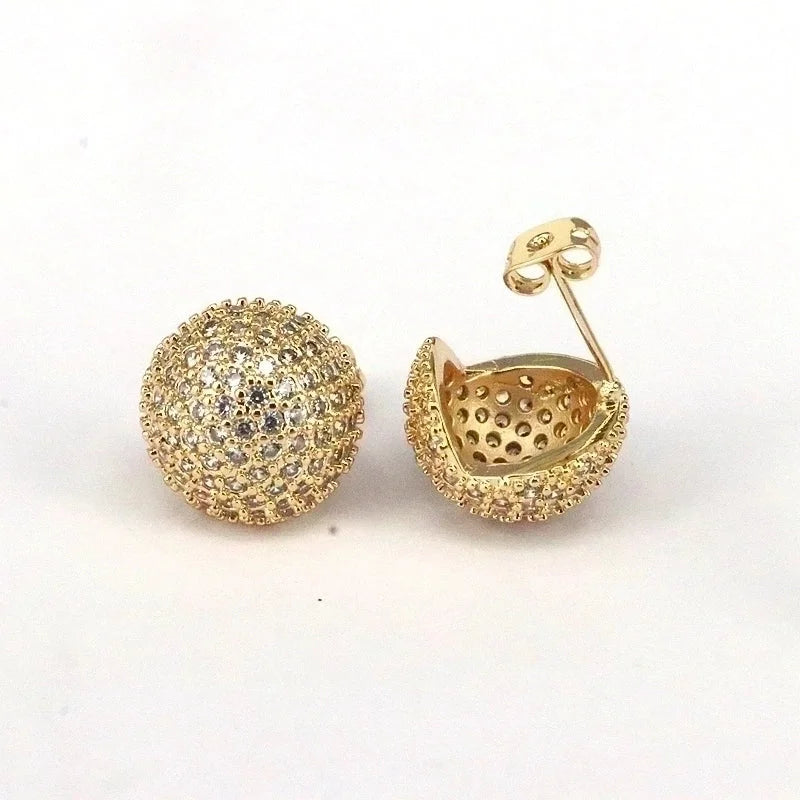1 Pair Ig Style Minimalist Round Water Droplets Heart Shape Plating Inlay Copper Zircon 18k Gold Plated Silver Plated Ear Studs