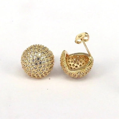 1 Pair Ig Style Minimalist Round Water Droplets Heart Shape Plating Inlay Copper Zircon 18k Gold Plated Silver Plated Ear Studs
