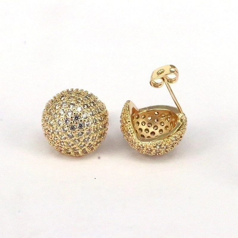 1 Pair Ig Style Minimalist Round Water Droplets Heart Shape Plating Inlay Copper Zircon 18k Gold Plated Silver Plated Ear Studs